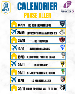 Les matchs aller du rugby club St Affricain